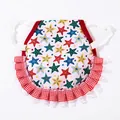 Hen saddle apron with colorful star pattern and red checkered ruffles for back protection - One Size / Colorful Star Print