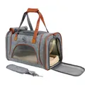 Gray breathable foldable pet carrier bag for cats and small dogs with mesh windows - Light Gray