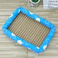 Tapis de refroidissement bleu à motif lapin et centre en bambou pour chiens chats - S Petit (42*31cm) Pour Animaux Moins de 2,5kg / Tapis Rafraîchissant - Lapin Bleu