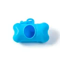 Portable blue bone-shaped dog poop bag dispenser holder for pet waste cleanup and travel - Without Waste Bags / Light Blue