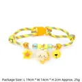Handmade colorful pet collar featuring a cute cat charm and yellow bell for cats and dogs - Daisy Cat Pet Collar