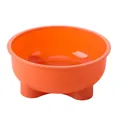 Vibrant orange plastic pet bowl with three legs for cats and dogs easy to clean design - Single Plastic Bowl Only / Orange