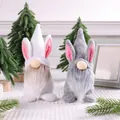 Set of two plush gnomes with bunny ears for holiday home decoration - Grey and White Rabbit Doll (D1-7/D1-8)