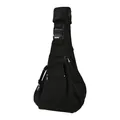 Black pet sling carrier with adjustable strap and buckle for small dogs or cats - Black