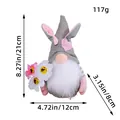 Gnomo di Pasqua di peluche con fiori, bambola decorativa festiva alta 21cm, grigio - Cappello Grigio Con Fiore