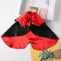 Detailed view of the red and black satin Halloween pet cloak with adjustable bow tie. - S / Stand-up Collar Cape (20230307lbpf)