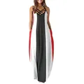 Detailed look at summer sleeveless maxi dress with black white and red color blocks - Black White Red Patchwork (04)