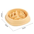 Beige slow feeder pet bowl with 21cm diameter anti-slip base and anti-choke maze design - 21x21x4.5cm / Yarn Ball Style / Yellow