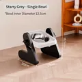 Adjustable pet bowl stand in starry sky grey with stainless steel single bowl - Single Bowl / 2-Level Adjustment / Gray