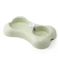 Durable bone-shaped light green pet double bowl for automatic feeding and watering - Green