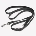 Multifunctional heavy duty black nylon dog leash with durable metal swivel snap hooks - Black