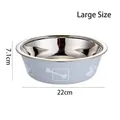Large blue stainless steel pet feeding bowl with bone print, 22cm diameter variant - L / Gray