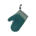 Durable green silicone pet grooming glove brush with mesh backing and drawstring - Blue