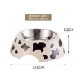 Medium cow print pet bowl with stainless steel insert, 18.5cm diameter detail - With Stainless Steel Inner / M / White