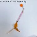 Silvervine cat toy stick with orange feathers and pom-pom, 30cm length for grinding. - OPP Bag / Style 1 Rainbow Rope Feather Silvervine