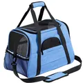 Borsa da trasporto blu traspirante per gatti e piccoli cani con tracolla regolabile - Stile Tappetino in Pile Piccolo / Blu Melange Cationico