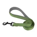 Close-up detail of reflective green dog leash with a padded mesh handle and black metal hook - S / Separate Leash / Green