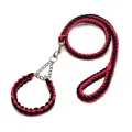 Ensemble laisse et collier pour chien en nylon tressé rouge et noir de haute qualité. - Rouge & Noir