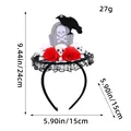 Halloween tombstone headband with skulls and red roses for spooky party decoration - One Size / Red Floral Tombstone Hat