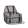 Gray pet car booster seat with cute paw prints and adjustable safety straps for dog and cat - Gray Paw Prints