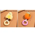 Plush squeaky dog chew toys in cheese and carrot shapes with durable TPR rings - Fabric Strip Donut (Cheese + Carrot)