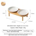 Gamelles surélevées en céramique pour chats avec support en bambou et dimensions. - Double Bol Style Haut (Blanc Pur) / Taille 6 Pouces / Blanc