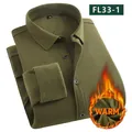 Camisa térmica de manga larga para hombre con forro polar en color verde oliva cálido - 3XL / Tops / Verde oliva