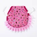 Pink hen saddle apron with ice cream print and lace trim for feather protection - One Size / Ice Cream Cone Print