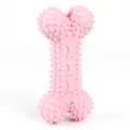 Durable pink spiked TPR dog bone chew toy for puppy teething and cleaning teeth effectively - S / Hollow Thorn Bone / 6cm x 12cm / Macaron Red
