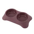 Durable double pet feeding bowl for cats and dogs in elegant matte burgundy color finish - S / Red