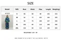 Size chart for round neck lace-up printed maxi dress with geometric patterns and measurements. - XS / Dresses / Blue