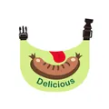 Bavaglino verde impermeabile per cani con illustrazione di salsiccia e testo Delicious - Taglia S / Motivo Salsiccia - Verde