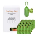 Eco-friendly biodegradable green dog poop bag rolls with portable dispenser set 18 rolls - 18 Rolls Set (With Dispenser) / Green