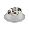 Cuenco para mascotas inclinado de acero inoxidable gris con base ortopédica antideslizante - Grey And Stainless Steel