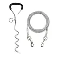 Picchetto robusto per cani con cavo in acciaio resistente e moschettoni in metallo - Picchetto per Animali Singolo / 9mm*42cm / Nero & Bianco