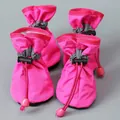Botas cálidas de felpa con suela blanda para perros y gatos en color rosa fucsia - No. 1 / Suela blanda / Rosa