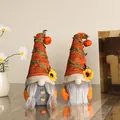 Adorable fall-themed faceless gnome plush dolls with pumpkin and sunflower decorations - Pumpkin Sunflower Style (E3-2/E3-1)