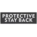Schwarzer rechteckiger K9-Hundegeschirr-Klettpatch mit weißem PROTECTIVE STAY BACK Text - S (11x3cm) / Schutz - Bitte Abstand halten / Schwarz mit weißen Buchstaben