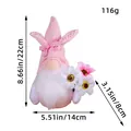 Bambola gnomo di Pasqua rosa con margherite, misura 22x14x8cm, peso di 116g - Pink Hat Holding Flower