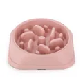 Durable pink slow feeder dog bowl with internal maze puzzle design to prevent choking and bloating. - Oversized / Pink