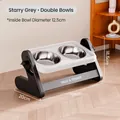Adjustable height double stainless steel pet feeding station in Starry Sky Grey finish - Double Bowl / 2-Level Adjustment / Gray