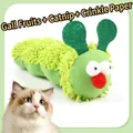 Plush caterpillar cat toy with catnip, gall fruit and crinkle paper for interactive play - Caterpillar / Green