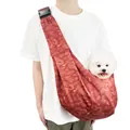 Adjustable Japanese style pet sling bag with red dragon pattern for small dogs - Adjustable Buckle Bag / Dragon and Phoenix Auspicious Pattern