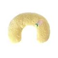 Soft yellow plush U-shaped pet pillow for cats and dogs with cute peach embroidery detail - 27x17x6cm / Yellow Moon Pillow (Peach Embroidery)