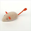 Plush mouse cat toy with catnip, featuring orange ears and rope tail - Plush Mouse (12*3cm) / Khaki Orange