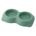 Durable green double pet bowl with anti-slip base for convenient feeding of cats and dogs - S / Single Bowl (Plastic Liner) / Dark Green