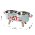 Premium elevated double pet feeder with stainless steel bowls and a mint green stand - Dopamine + Stainless Steel Double Bowls / Green