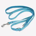 Detailed view of the multi-functional blue nylon hands-free crossbody dog leash - Lake Blue
