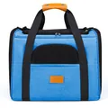 Blue foldable pet carrier bag with mesh ventilation window for small cats and dogs - 45cm*35cm*33cm / Blue