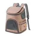 Portable foldable oxford cloth pet carrier backpack with breathable mesh in tan color - Ginger Yellow (QS-092) / Ginger Yellow (With Logo)